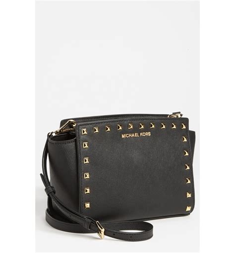 michael kors selma studded crossbody|Selma Medium Saffiano Leather Crossbody Bag .